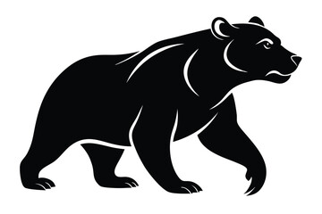 Obraz premium Sleek black bear silhouette walking rightward illustrating wildlife and nature in modern design