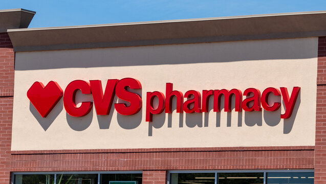 CVS pharmacy sign on a CVS store. Valparaiso, IN USA - June 28, 2025
