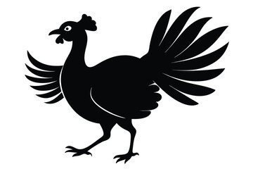 Vector illustration depicting a stylized rooster with spread wings on a transparent background