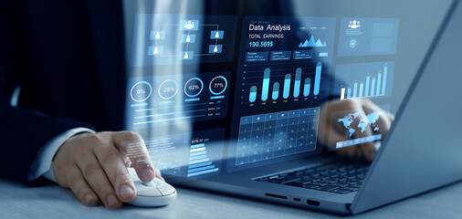Financial business data analytics graph dashboard. Management data System KPI connected in database for follow earnings,operations and sales data.	