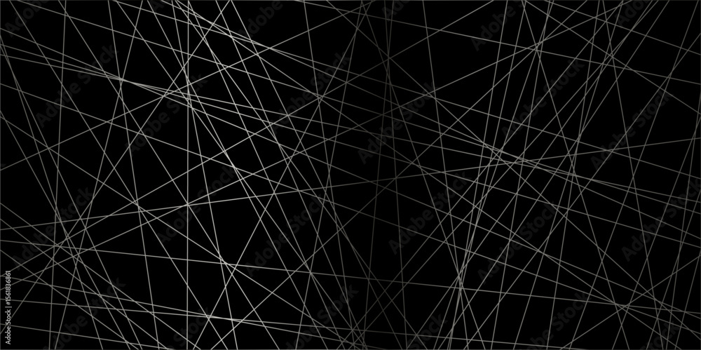 Poster abstract luxury silver geometric random chaotic lines with many squares and triangles black backgrou