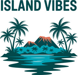 tropical island with palm trees