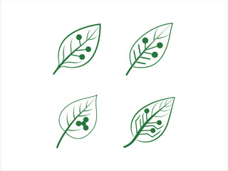 Green Tech Leaf Logo Set Minimal Eco Circuit Leaf Icons Sustainable Technology Nature Symbol Vector  Futuristic Organic Tech Design