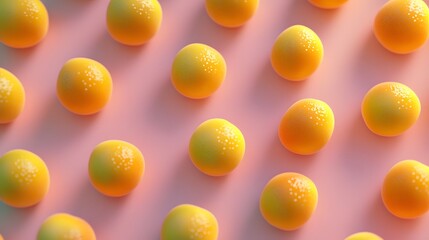 Vibrant Yellow Fruit Pattern on Pink Background