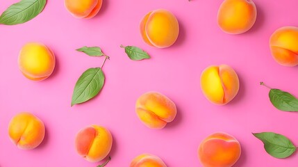 Vibrant Peach Pattern Pink Background Flatlay