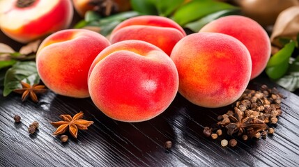 Juicy Ripe Peaches with Star Anise and Peppercorns