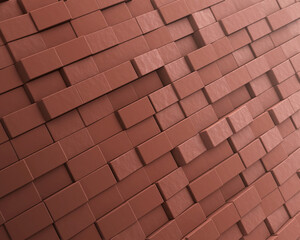 Concept brick wall perspective. Brick wall illuminated by light from daylight.