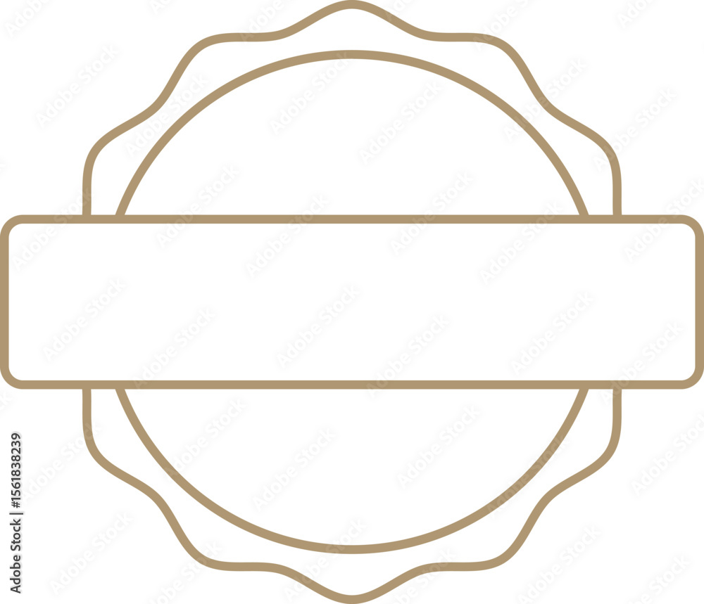 Poster customizable empty vector ideal with circular scalloped edge and horizontal ribbon, banner for addin