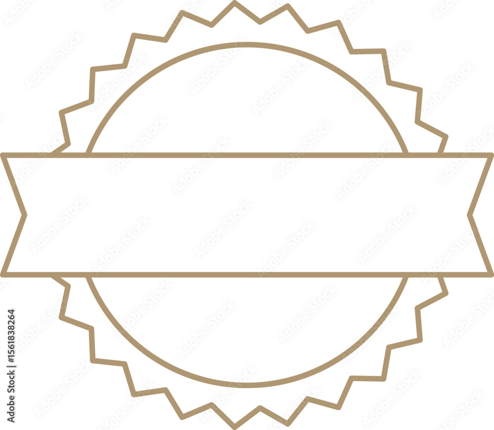 Poster for empty vector banner with circular scalloped edge and horizontal ribbon, ideal and adding text cu