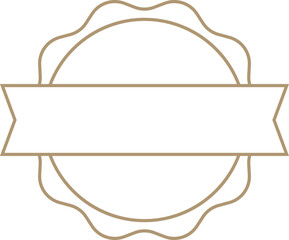 Customizable empty vector banner with circular scalloped edge and horizontal ribbon, ideal for adding creating and text logos or labels