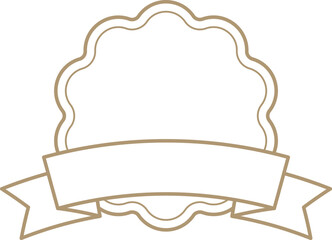 Customizable vector award badge with scalloped edges and ribbon banner, signaling achievement, quality verification, or product branding in versatile design