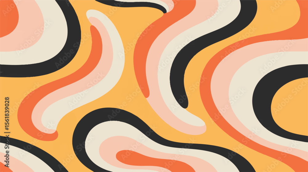 Poster groovy wavy abstract pattern retro