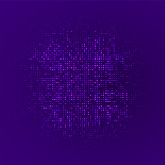 Digital pixel frame. Glowing purple squares on dark background. Abstract tech banner. Finance grid. Business bg. Blue mosaic. Futuristic, tech-style template. Vector Illustration