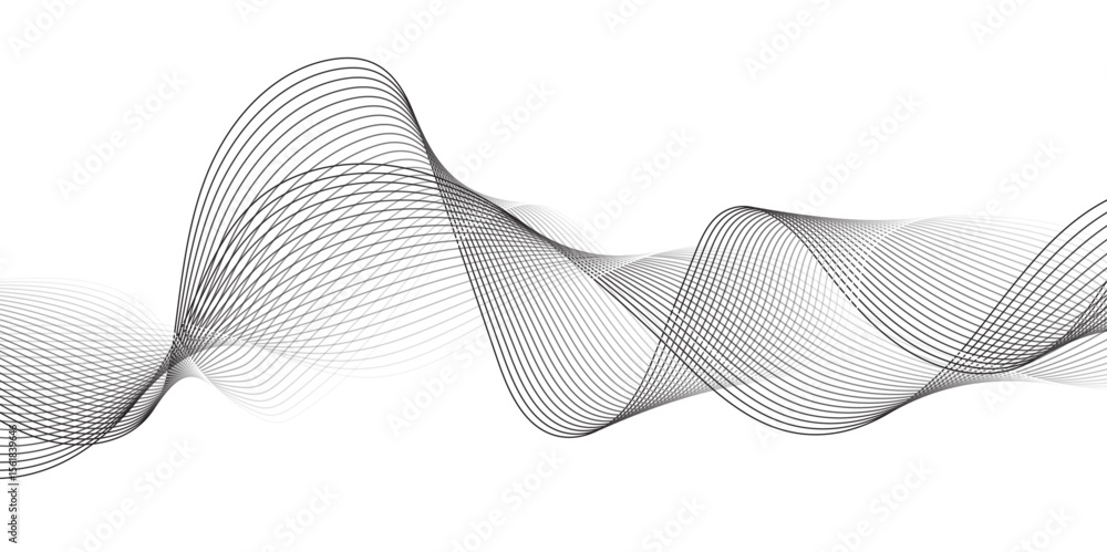 Poster abstract wavy curve lines background. modern template abstract design flowing particles wave digital