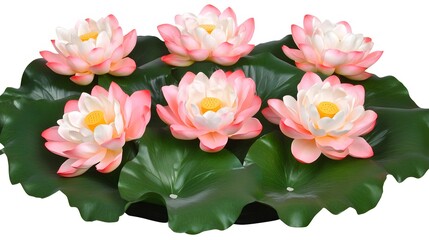 Stunning Pink Lotus Flower Arrangement in Lush Green Leaves