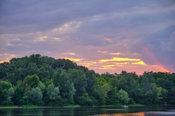 Obraz premium beautiful sunset on the river