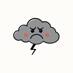 Angry Storm Cloud Cartoon Character Illustration