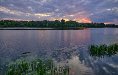 beautiful sunset on the river