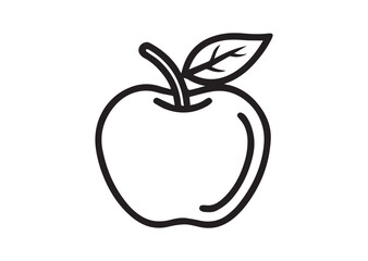 Line art apple Silhouette Black Vector White Background