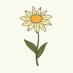 Cute daisy doodle clipart illustration. Simple daisy cartoon icon hand drawn isolated vector for graphic, asset, design, material, children