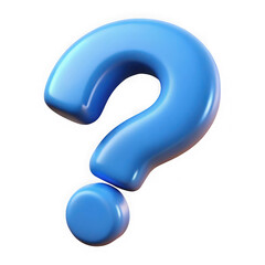 Glossy blue question mark isolated on transparent background