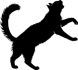 Silhouette of Halloween  black Cat Jumping  