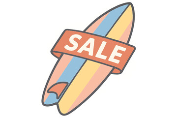 Surfboard with Sale Banner Summer Beach Vacation Discount