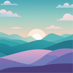 Fototapeta premium Geometric abstract shapes with soft gradients in purple and teal, modern vector design