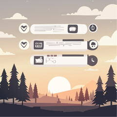 Modern UI vector icons for mobile apps- menu, settings, chat, notifications