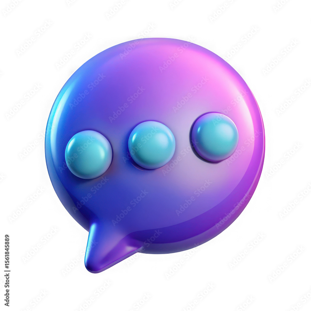 Aufkleber 3d purple speech bubble with three dots isolated on transparent background