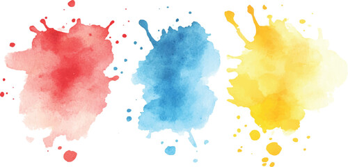 Colorful abstract watercolor splash collection isolated on white background. Colorful watercolor brush strokes vector. set of colorful paint splatter texture.
