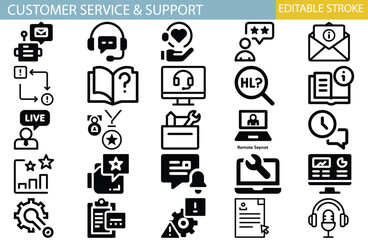 Enhance Support with Editable Customer Service Vector Icons