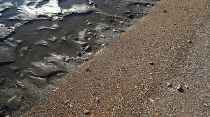 Distinct Sand Mud Transition Boundary on a Coastal Beach