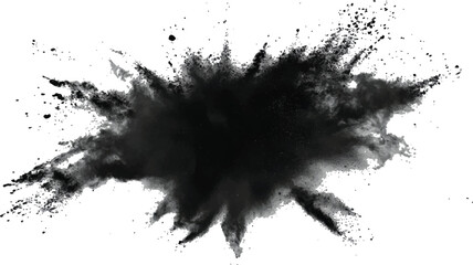 Black color explosion isolated on white background. Vector black dust explode. Paint holi. Black vibrant rainbow holi paint color powder explosion with bright colors isolated white background.	