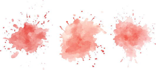 Abstract red watercolor splash on white background. Red watercolor brush strokes vector. set of red paint splatter texture. banner. Template texture, base for creative design of label, card, banner, 