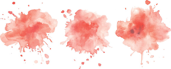 Abstract red watercolor splash on white background. Red watercolor brush strokes vector. set of red paint splatter texture. banner. Template texture, base for creative design of label, card, banner, 