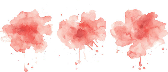 Abstract red watercolor splash on white background. Red watercolor brush strokes vector. set of red paint splatter texture. banner. Template texture, base for creative design of label, card, banner, 