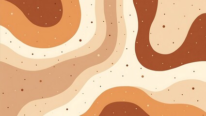 Abstract wavy background with scattered dots in warm earthy tones