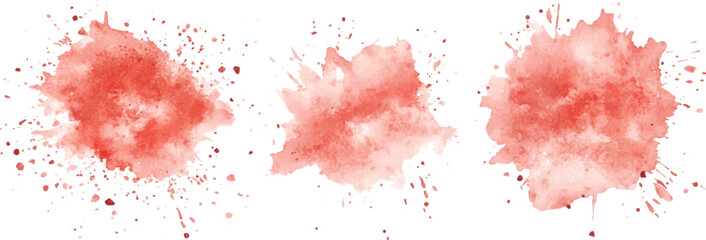 Abstract red watercolor splash on white background. Red watercolor brush strokes vector. set of red paint splatter texture. banner. Template texture, base for creative design of label, card, banner, 