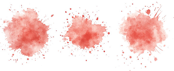 Abstract red watercolor splash on white background. Red watercolor brush strokes vector. set of red paint splatter texture. banner. Template texture, base for creative design of label, card, banner, 