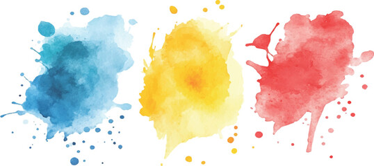 Colorful abstract watercolor splash collection isolated on white background. Colorful watercolor brush strokes vector. set of colorful paint splatter texture.