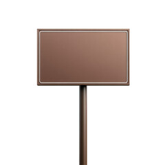 Blank brown sign on pole isolated on black background
