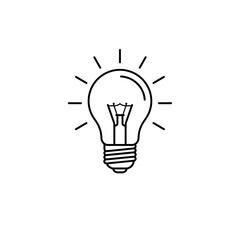 Light bulb illustration with rays in minimalist style  