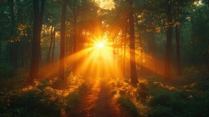 Morning light of the sun makes its way through.