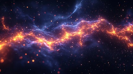 Majestic Cosmic Explosion in Vibrant Stellar Nebula against Dark Galactic Backdrop