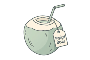 Coconut Drink Straw Tropical Deals Summer Beach Refreshment