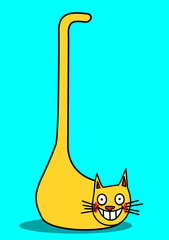 illustration of a cat with a long tail
