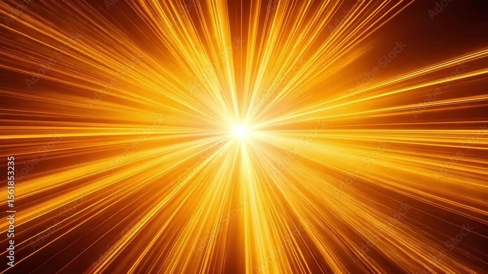 Poster a bright burst of golden light with radiating rays, creating a dynamic and energetic visual effect.