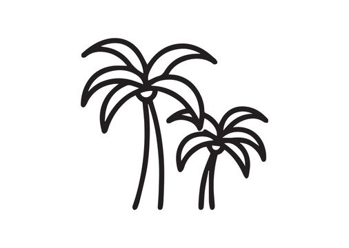 Palm tree line art vector, Palm tree icon