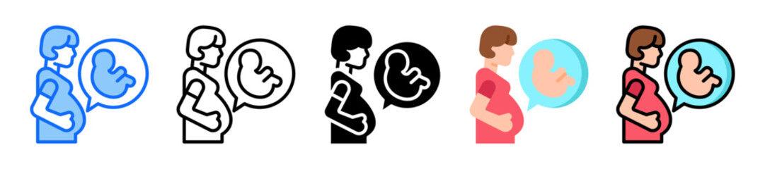 Pregnancy Icon Set Collection Multiple Style